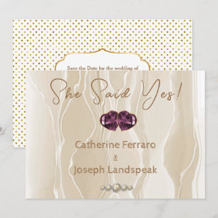 Reserva La Fecha Glitter de Seda y Crema Perlas Blancas Guarde la F