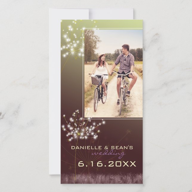 Reserva La Fecha Glitzy Dandelions Wedding Save the Date Photo card (Anverso)