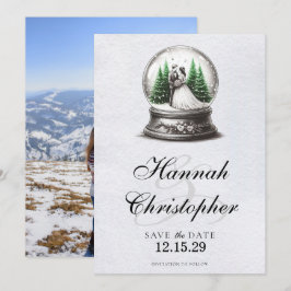 Reserva La Fecha Globe de la Nieve de Novia y Groom