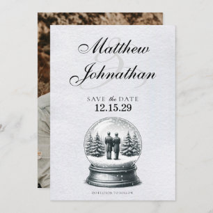 Reserva La Fecha Globo de nieve de Grooms