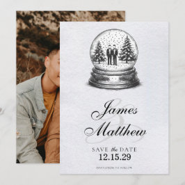 Reserva La Fecha Globo de nieve de Grooms