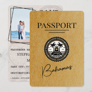 Reserva La Fecha Gold Bahamas Passport Save the Date