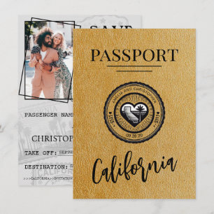 Reserva La Fecha Gold California Passport Save the Date