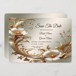 Reserva La Fecha Gold Floral Save The Date