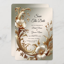 Reserva La Fecha Gold Floral Save the Date