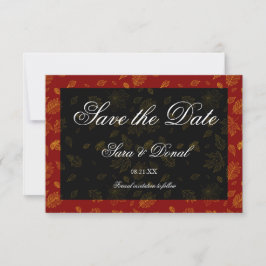 Reserva La Fecha Gold Leaf Red y Black Save the Date Card