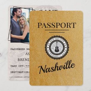 Reserva La Fecha Gold Nashville Passport Save The Date