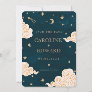 Reserva La Fecha Gold Stars Moon Celestial Qr Code Save the Date