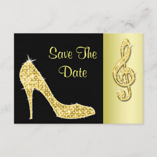 Reserva La Fecha Gold Stiletto & Treble Cleft 70 Save The Date