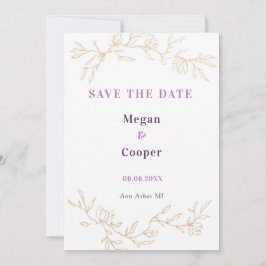 Reserva La Fecha Golden Branches Boda Design Lavander