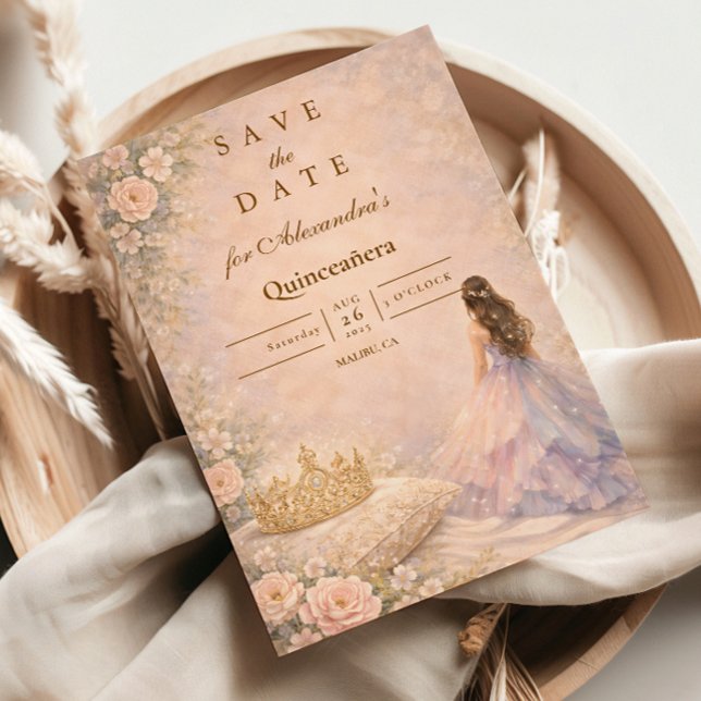 Reserva La Fecha Golden Crown Fairytale Quinceañera (Subido por el creador)