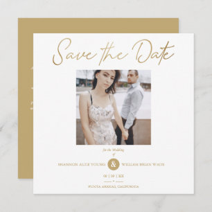Reserva La Fecha Golden Effect Elegant Custom Photo Wedding