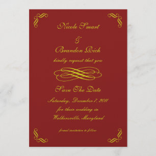 Reserva La Fecha Golden Fairy Tale Save The Date (rojo)
