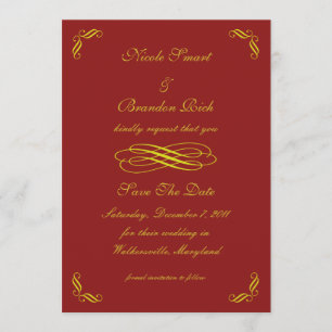 Reserva La Fecha Golden Fairy Tale Save The Date (rojo)