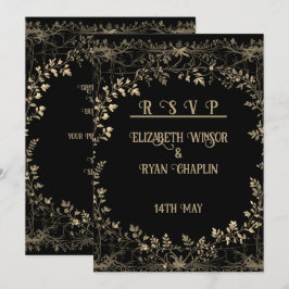 Reserva La Fecha Golden Floral Black Elegant