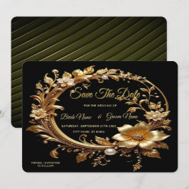 Reserva La Fecha Golden Floral Ornate Frame Save The Date