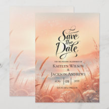 Golden Sunset Meadow Beach Wedding