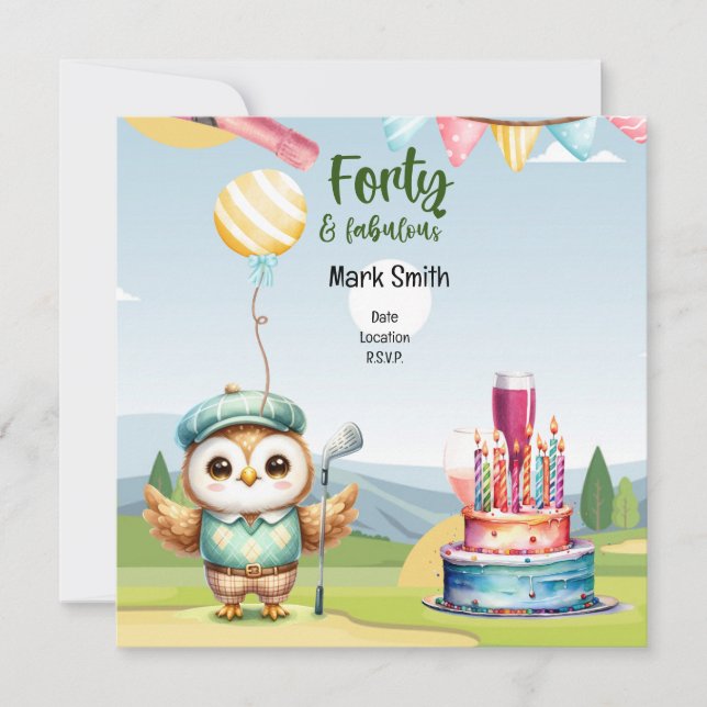 Reserva La Fecha Golf 40 cumpleaños fiesta cumpleaños de golfista (Anverso)