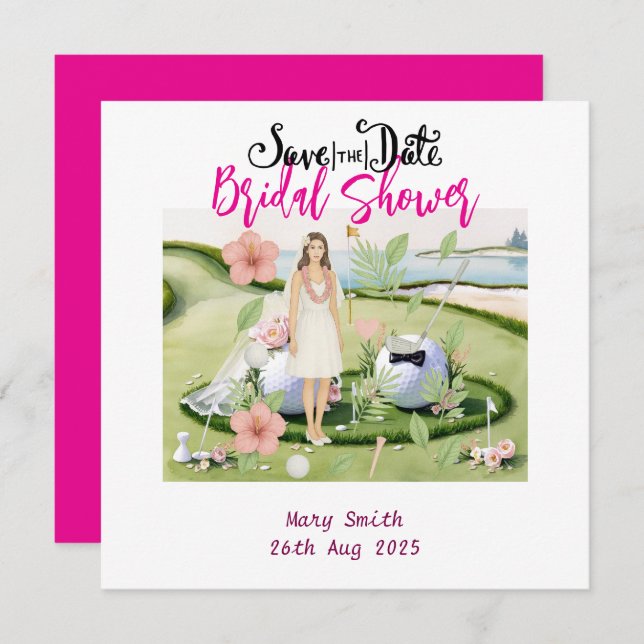 Reserva La Fecha Golf de Hawái temática Bridal Shower Bachelorette (Anverso / Reverso)