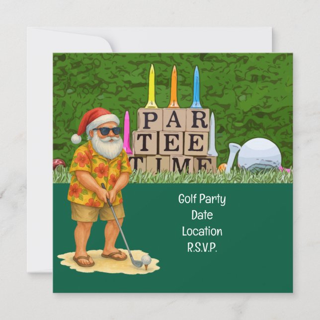 Reserva La Fecha Golf Par tee party Santa Claus Navidad Squad  (Anverso)