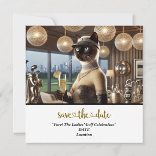 Reserva La Fecha Golf Par tee Woman golfer fiesta salva la fecha