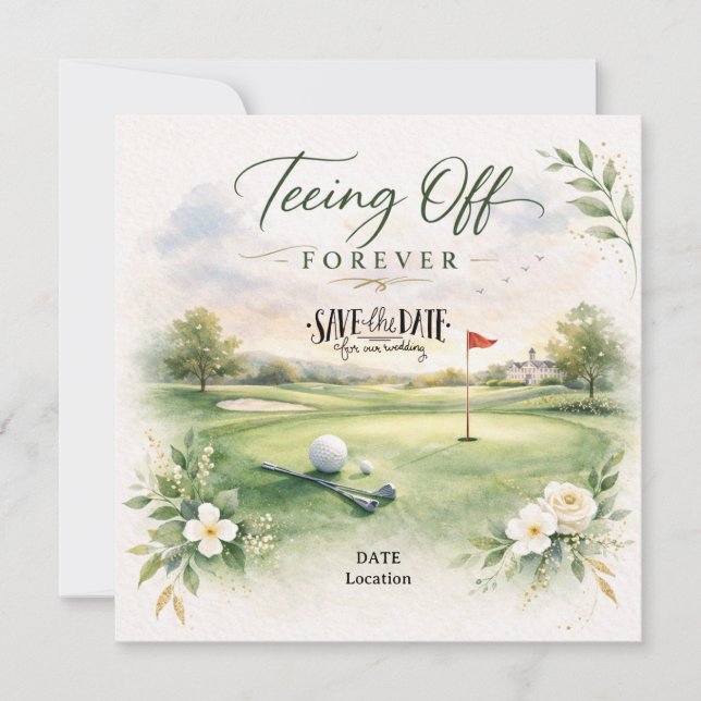 Reserva La Fecha GOLF WEDDING Let’s Par-Tee Save the Date (Anverso)