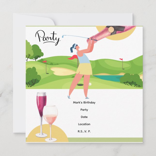 Reserva La Fecha Golfer Par Tee por Fiesta (Anverso)