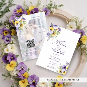 Reserva La Fecha Gorgeous Botanical Purple Pansies Flowers Photo