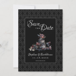 Reserva La Fecha Gothic Black Damask Photo Save The Date