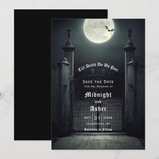 Reserva La Fecha Gótica Bat De Luna Llena Ahorra La Fecha (Anverso / Reverso)