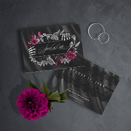 Reserva La Fecha Gótico Hallowedding Skeletal Lace Borgoña ID866