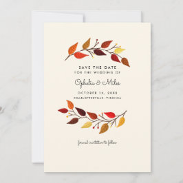 Reserva La Fecha Gouache Autumn Branches Wedding Save the Date