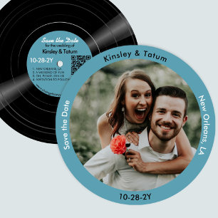 Reserva La Fecha Grabación de vinilo Foto Salven la fecha azul retr