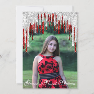 Reserva La Fecha Grace Sweet Dieciséis Perforaciones Plateadas Roja
