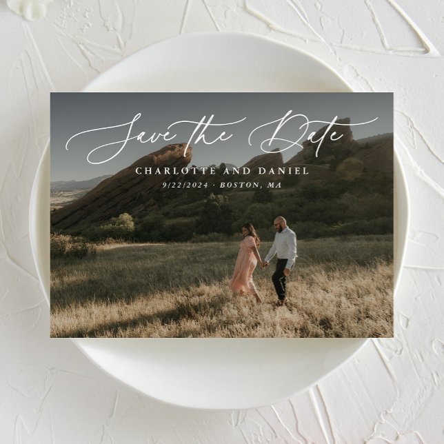 Reserva La Fecha Graceful Modern Calligraphy Full Photo (Subido por el creador)