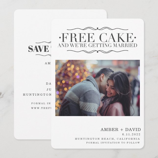 Reserva La Fecha Graciosa boda de fotos gratis para pasteles Salven (Anverso / Reverso)