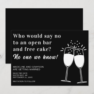 Reserva La Fecha Gracioso Bar Abierto Boda De Pastel Gratuita Guard