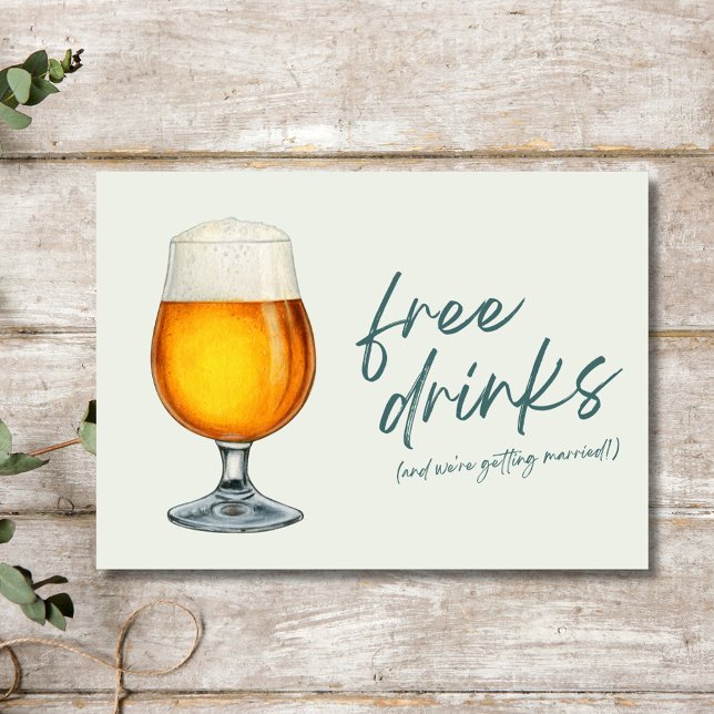 Reserva La Fecha Gracioso Boda de Cerveza de Bebidas Gratuitas (Funny Free Drinks Beer Photo Brewery Wedding Save The Date)
