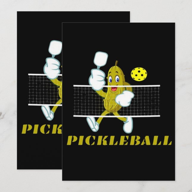Reserva La Fecha Gracioso Pickle Jugando Pickleball (Anverso / Reverso)