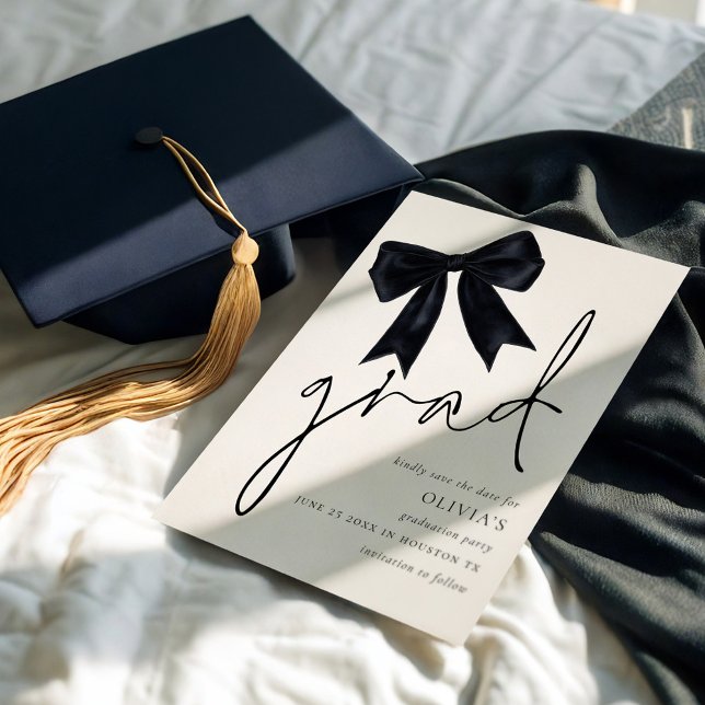 Reserva La Fecha Grad de graduación Black Bow Save the Date (Subido por el creador)