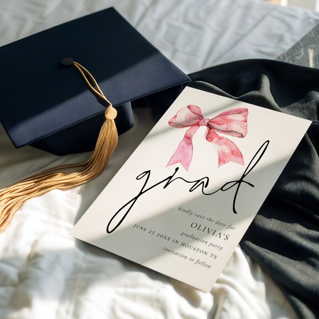 Reserva La Fecha Grad de graduación de Bow Rosado Salven la fecha (Subido por el creador)