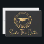 Reserva La Fecha Graduación Ahorra La Fecha De Grado De Oro Gris<br><div class="desc">Me gusta diseñar obras de arte para las graduaciones. Se trata de una moderna carta de anuncio de estilo clásico, simple y elegante, dorado y rojo de color. Texto de estilo moderno. Añade tu propio mensaje en la parte posterior de las tarjetas dándole detalles a tu familia y amigos para...</div>