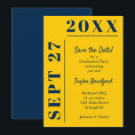Reserva La Fecha Graduación azul y amarilla<br><div class="desc">El azul en la fiesta de graduación amarilla,  salvo las tarjetas de cita,  son perfectas para que los huéspedes sepan la fecha de su fiesta. Muchos COLORES hechos por usted en nuestra tienda.</div>