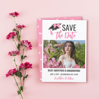 Graduación De Bow Y Cap Girly Pink