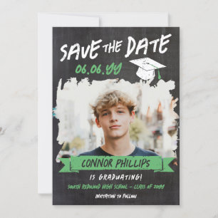 Reserva La Fecha Graduación de fotos de Black Green Guay Chalk