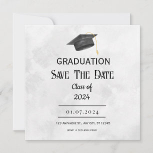 Reserva La Fecha Graduación Grunge Negro Amarillo Guardar la Fecha