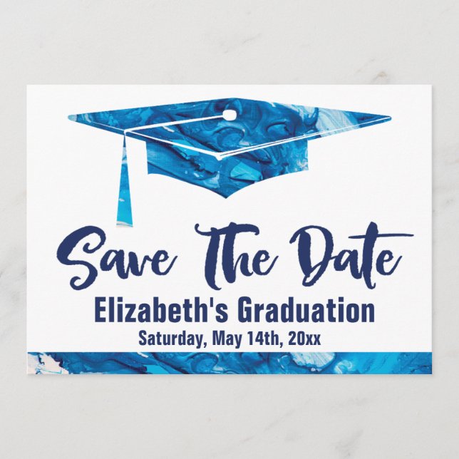 Reserva La Fecha Graduación Guardar La Fecha Simple Elegante Acuare (Anverso)