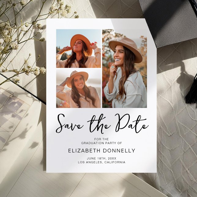 Reserva La Fecha Graduación Moderna de 3 Fotos (Subido por el creador)
