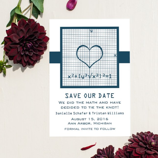 Reserva La Fecha Gráfico de matemáticas del corazón azul Guardar la (Blue Heart Math Graph Save the Date)