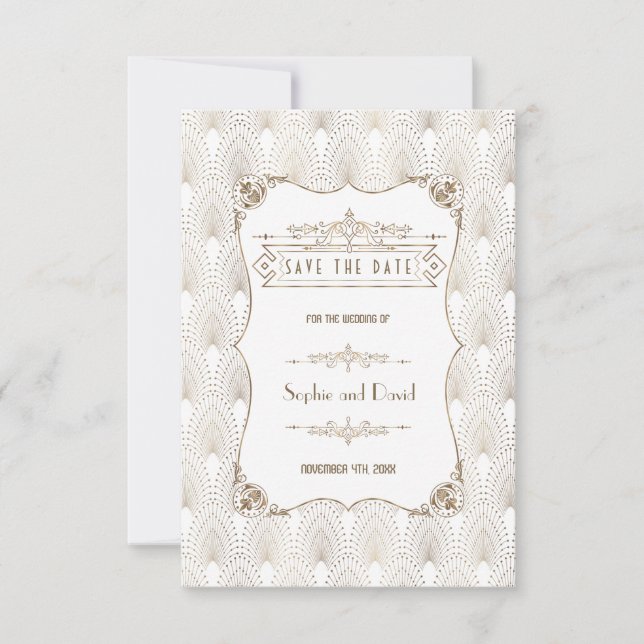 Reserva La Fecha Gran Boda de estilo de Gatsby 20 (Anverso)